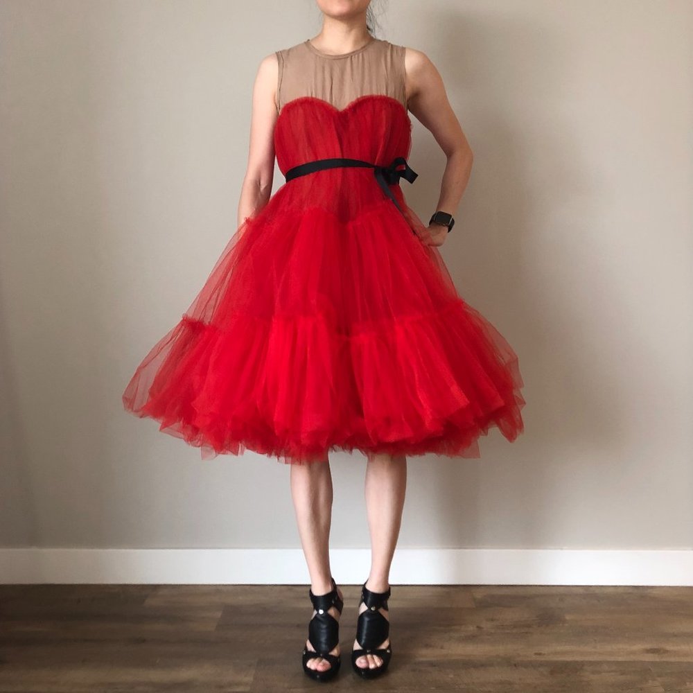 Lanvin for H&M Red Tulle Dress Size 4